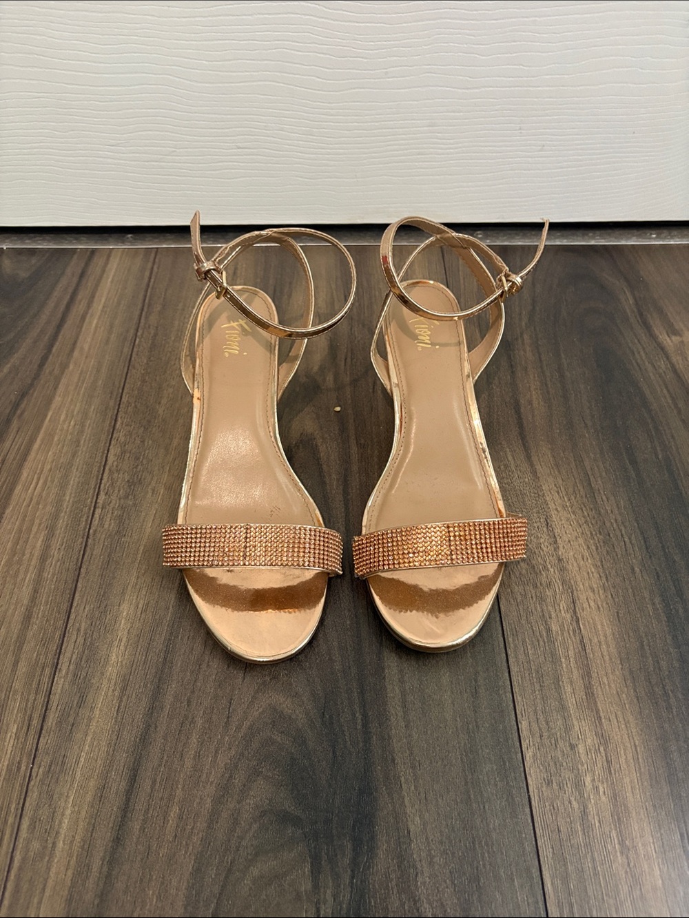 Rose Gold kitten heel sandal